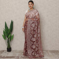 Wine Gold Premium French Metallic Chantilly Saree Lace, 5.5 Mtrs Length, 110 Cms Width, Made in France-D24450