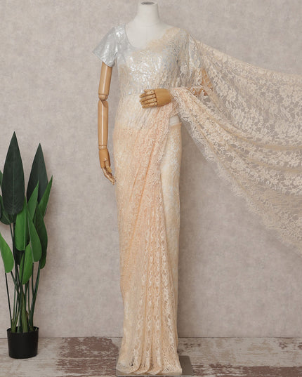 Champagne Peach French Chantilly Lace Saree
