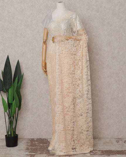 Champagne Peach French Chantilly Lace Saree