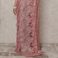 Rose Pink Premium French Metallic Chantilly Saree Lace, 5.5 Mtrs Length, 110 Cms Width, Made in France-D24444