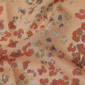 Peach Base Multicolor Abstract Floral Printed Pure Silk Satin Fabric 140 Cms Width Made in South Korea-D24923