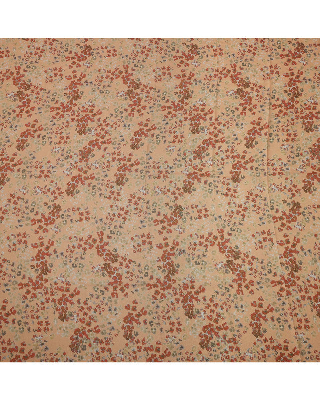 Peach Base Multicolor Abstract Floral Printed Pure Silk Satin Fabric 140 Cms Width Made in South Korea-D24923