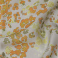 Grey Base Orange and Green Abstract Floral Printed Pure Silk Satin Fabric 140 Cms Width Made in South Korea-D24920