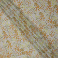 Grey Base Orange and Green Abstract Floral Printed Pure Silk Satin Fabric 140 Cms Width Made in South Korea-D24920