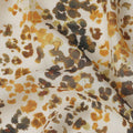 Ivory Base Brown and Mustard Abstract Floral Printed Pure Silk Satin Fabric 140 Cms Width Made in South Korea-D24919