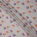 Grey Base Multicolor Floral Printed Pure Silk Satin Fabric 140 Cms Width Made in South Korea-D24921