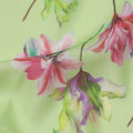 Light Green Base Multicolor Floral Printed Pure Silk Satin Fabric 140 Cms Width Made in South Korea-D24922