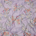 Lavender Purple Multi Floral Printed Pure Silk Satin Fabric 140 Cms Width Made in South Korea-D24918