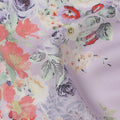 Lavender Purple Multi Floral Printed Pure Silk Satin Fabric 140 Cms Width Made in South Korea-D24918