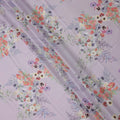 Lavender Purple Multi Floral Printed Pure Silk Satin Fabric 140 Cms Width Made in South Korea-D24918