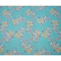 Turquoise Blue Multi Floral Printed Pure Silk Satin Fabric 140 Cms Width Made in South Korea-D24917