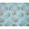 Sky Blue Multi Floral Printed Pure Silk Satin Fabric 140 Cms Width Made in South Korea-D24915