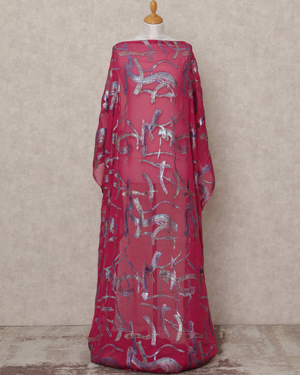 Deep Maroon Traditional Somali Silk Chiffon Dirac Fabric with Metallic Lurex, 3.5 Mtrs Piece, Width 140 Cms, Made in South Korea-D26513