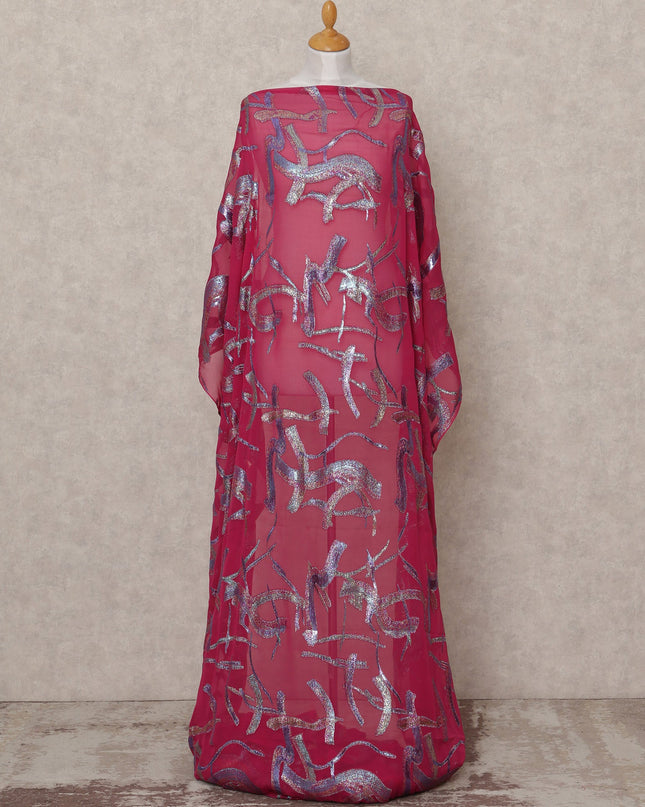 Deep Maroon Traditional Somali Silk Chiffon Dirac Fabric with Metallic Lurex, 3.5 Mtrs Piece, Width 140 Cms, Made in South Korea-D26513