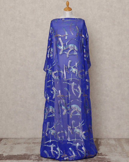 Royal Blue Somali Premium Silk Chiffon Dirac Fabric with Metallic Lurex – 3.5 Mtrs, Width 140 Cms, Made in South Korea-D24577