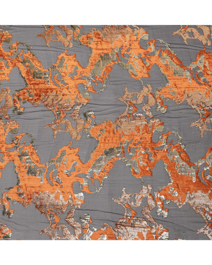 Black and Copper Traditional Somali Silk Chiffon Velvet Makmal Dirac Fabric, 140 Cms Width, 3.5 Mtrs Piece, Made in South Korea-D26162