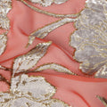 Peach Traditional Somali Silk Chiffon Velvet Makmal Dirac Fabric, 140 Cms Width, 3.5 Mtrs Piece, Made in South Korea-D26164