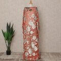 Peach Traditional Somali Silk Chiffon Velvet Makmal Dirac Fabric, 140 Cms Width, 3.5 Mtrs Piece, Made in South Korea-D26164