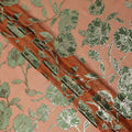 Peach and Green Traditional Somali Silk Chiffon Velvet Makmal Dirac Fabric, 140 Cms Width, 3.5 Mtrs Piece, Made in South Korea-D26166