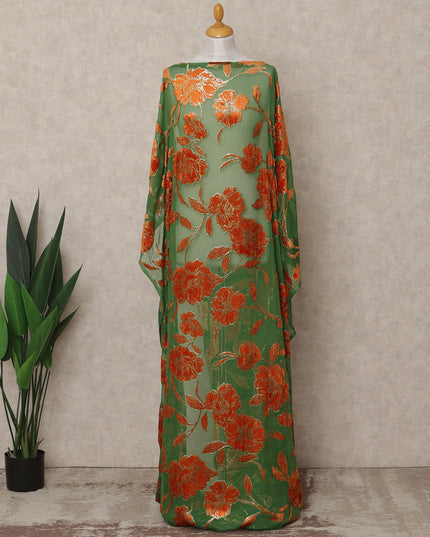 Sage Green Traditional Somali Silk Chiffon Velvet Makmal Dirac Fabric, 140 Cms Width, 3.5 Mtrs Piece, Made in South Korea-D26165