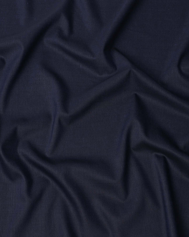 Navy Blue Blended Linen Fabric Plain Solid Design, 140 Cms Width, India-D25540