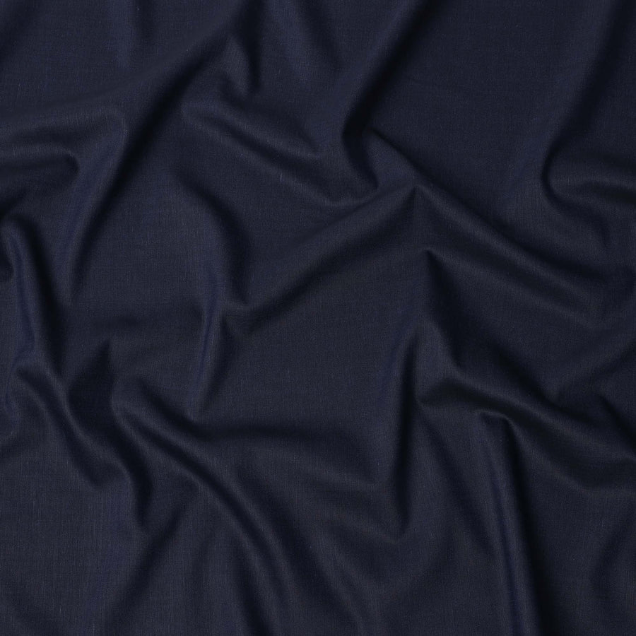 قماش كتان أزرق داكن مخلوط، تصميم سادة، عرض 140 سم، الهند - D25540