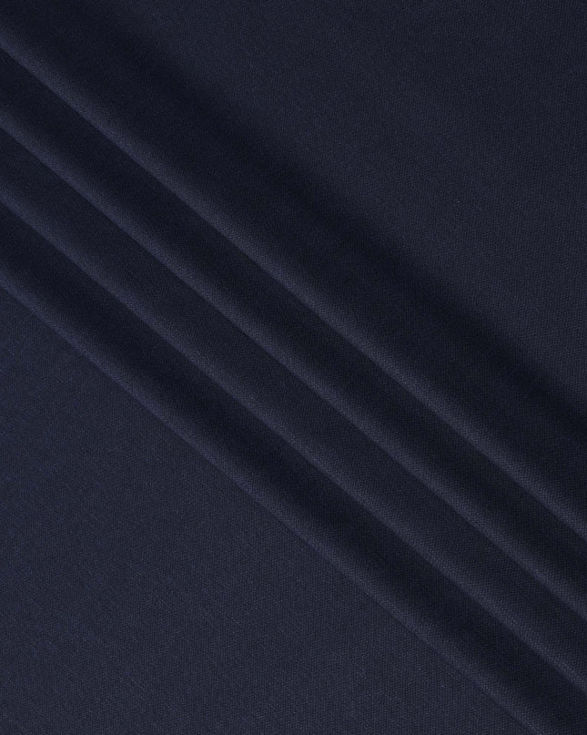 Navy Blue Blended Linen Fabric Plain Solid Design, 140 Cms Width, India-D25540