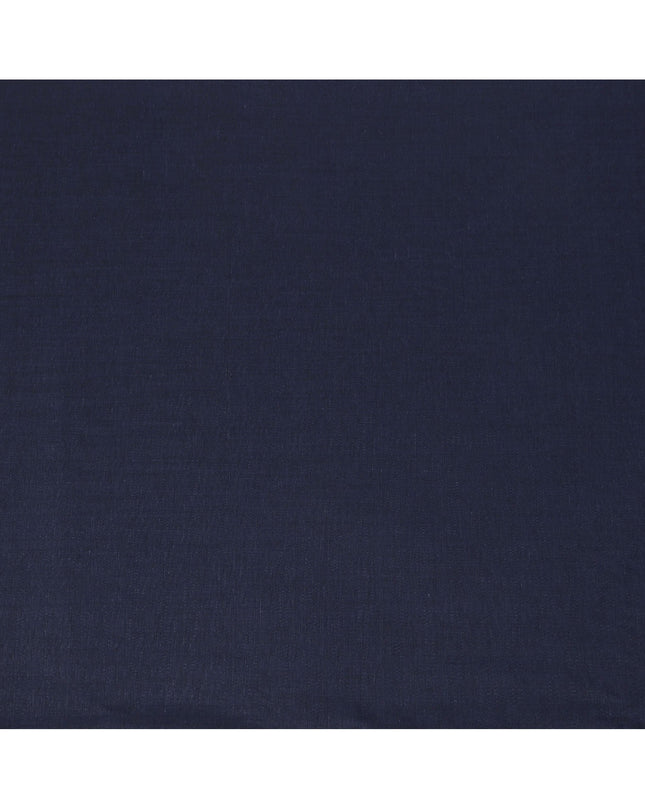 Navy Blue Blended Linen Fabric Plain Solid Design, 140 Cms Width, India-D25540