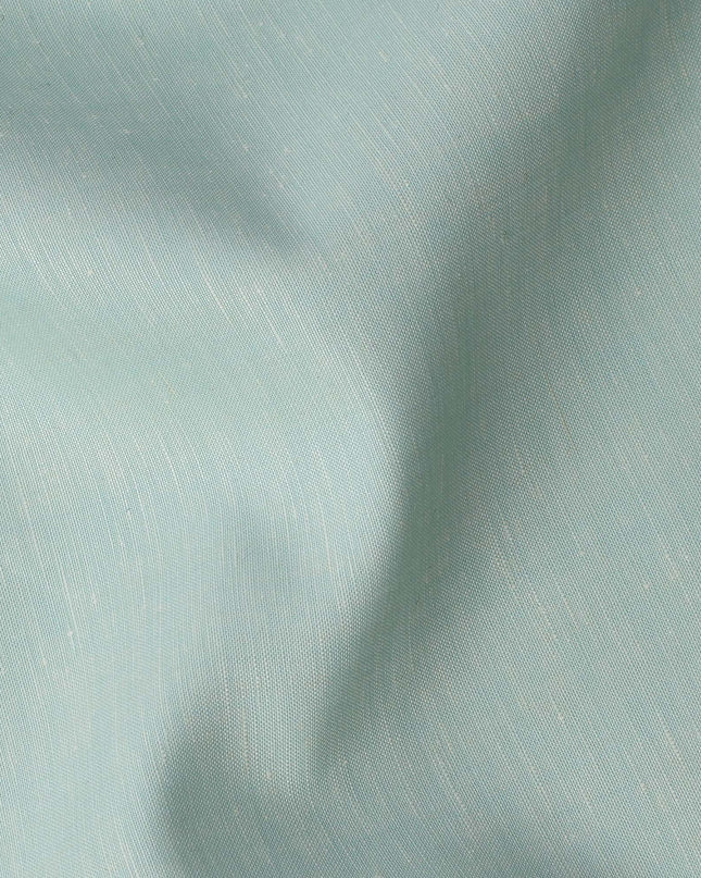 Mint Green Blended Linen Fabric Plain Solid Design, 140 Cms Width, India-D25542