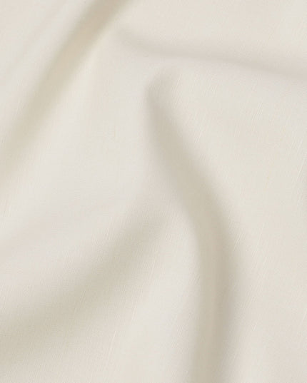 Ivory Blended Linen Fabric Plain Solid Design, 140 Cms Width, India-D25538
