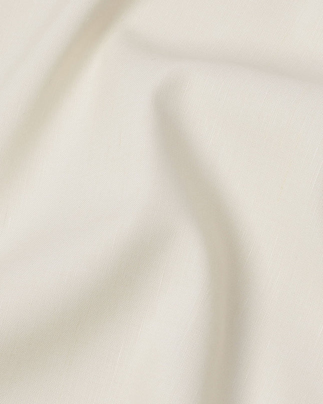 Ivory Blended Linen Fabric Plain Solid Design, 140 Cms Width, India-D25538