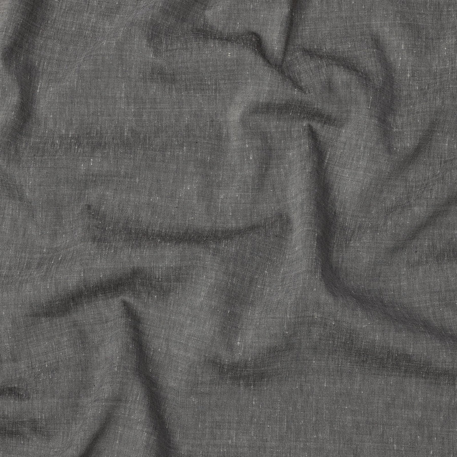 قماش كتان رمادي فحمي مخلوط بتصميم سادة، عرض 140 سم، الهند - D25539