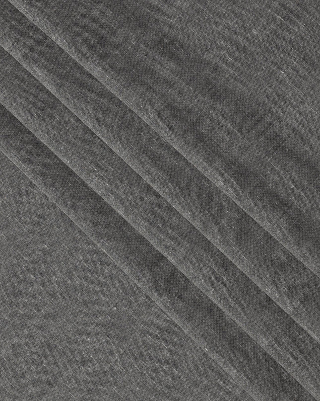 Charcoal Grey Blended Linen Fabric Plain Solid Design, 140 Cms Width, India-D25539