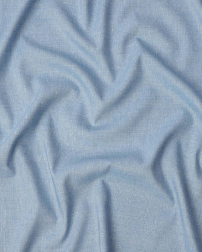 Sky Blue Blended Linen Fabric Plain Solid Design, 140 Cms Width, India-D25541