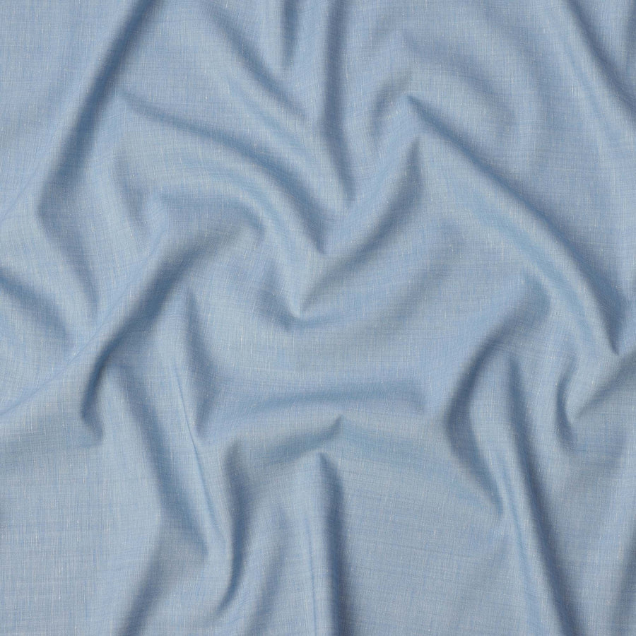 Sky Blue Blended Linen Fabric Plain Solid Design, 140 Cms Width, India-D25541