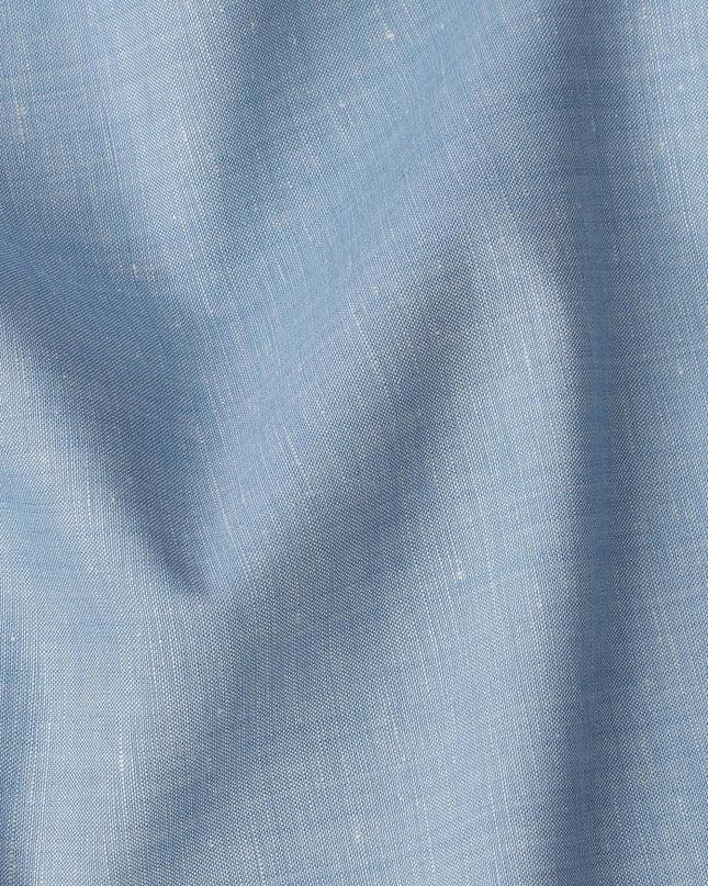 Sky Blue Blended Linen Fabric Plain Solid Design, 140 Cms Width, India-D25541