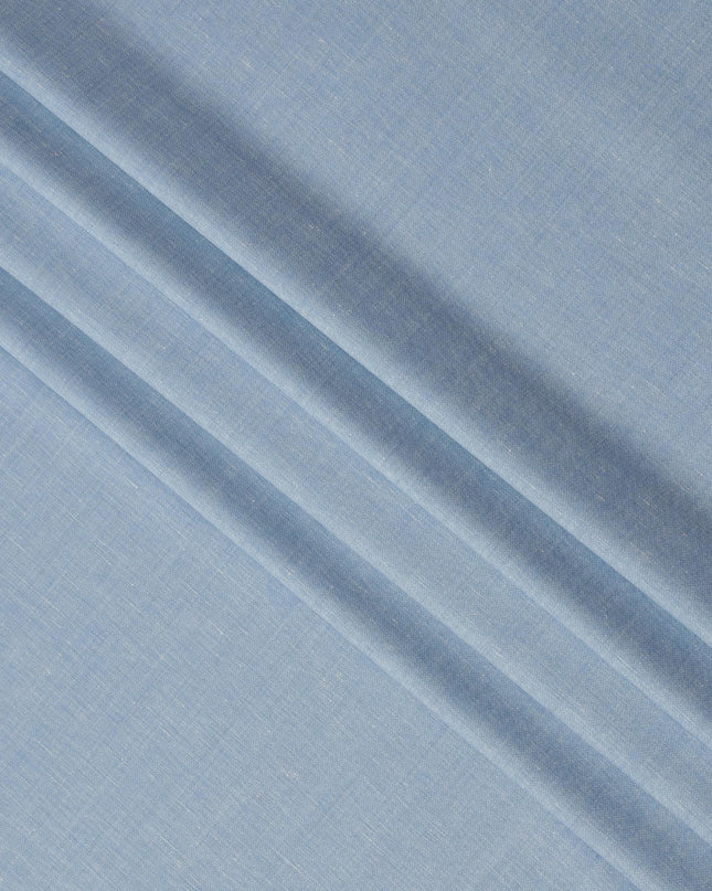 Sky Blue Blended Linen Fabric Plain Solid Design, 140 Cms Width, India-D25541