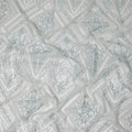 Mint Blue Geometric Embroidered Nylon Tulle Fabric with Sequins, 140 cm Width, Made in India-D26627