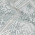 Mint Blue Geometric Embroidered Nylon Tulle Fabric with Sequins, 140 cm Width, Made in India-D26627