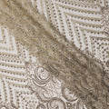 Gold Multi-Pattern Sequin Embroidered Nylon Tulle Fabric with Geometric & Paisley Design, 140 cm Width, Made in Taiwan-D26628