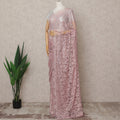 Dusty Pink Premium French 2-Tone Chantilly Lace Saree with Stone Work, Width 110 Cms, Length 5.5 Mtrs, Imported from France-D25672