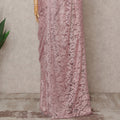 Dusty Pink Premium French 2-Tone Chantilly Lace Saree with Stone Work, Width 110 Cms, Length 5.5 Mtrs, Imported from France-D25672