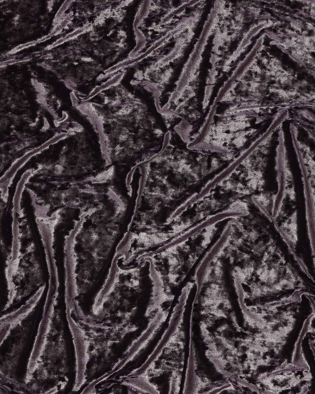Plum Purple Crushed Texture Synthetic Blended Velvet Fabric, 110 Cms Width, South Korea-D25267 Regal Fabrics