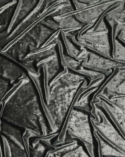 Green Crushed Texture Synthetic Blended Velvet Fabric, 140 Cms Width, South Korea-D25261