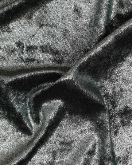 Green Crushed Texture Synthetic Blended Velvet Fabric, 140 Cms Width, South Korea-D25261