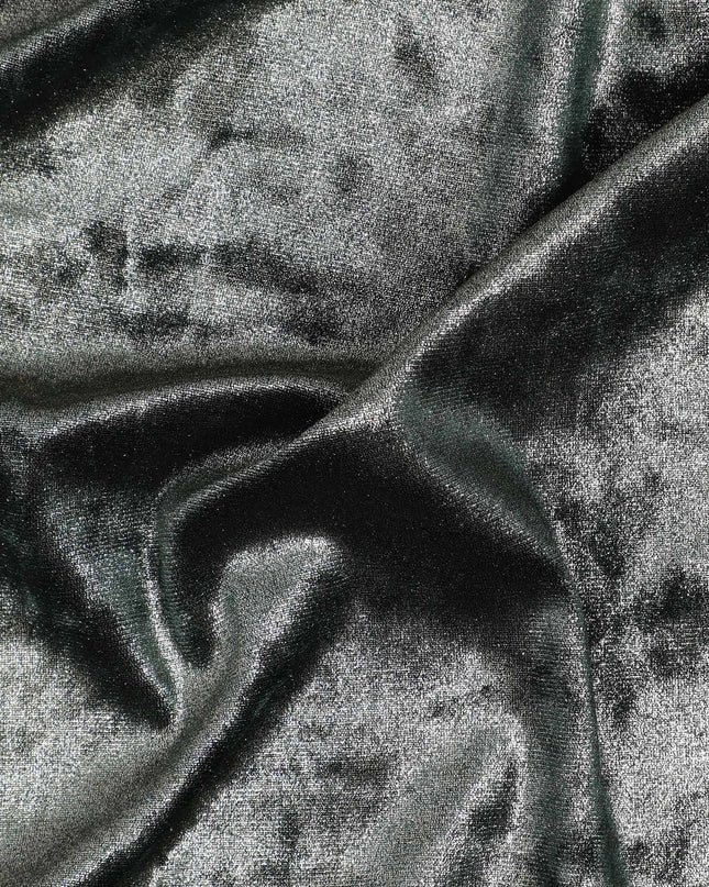 Green Crushed Texture Synthetic Blended Velvet Fabric, 140 Cms Width, South Korea-D25261