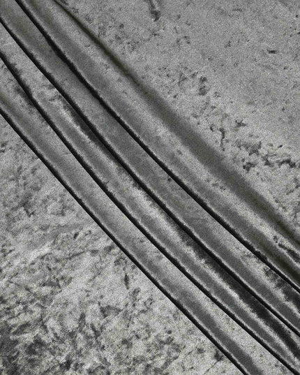 Green Crushed Texture Synthetic Blended Velvet Fabric, 140 Cms Width, South Korea-D25261