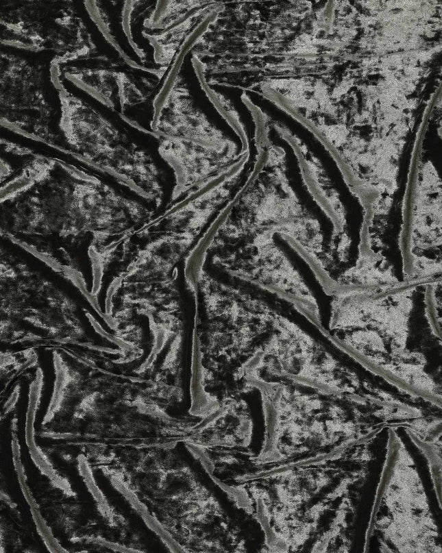 Olive Green Crushed Texture Synthetic Blended Velvet Fabric, 140 Cms Width, South Korea-D25263 Regal Fabrics