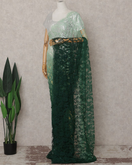 Mint To Forest Green French Chantilly Lace Saree