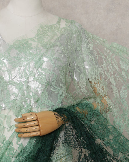 Mint To Forest Green French Chantilly Lace Saree